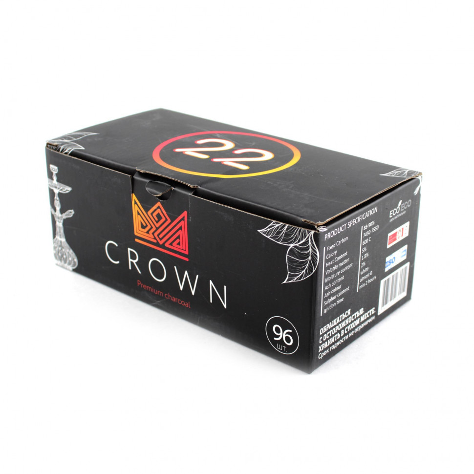 Уголь для кальяна Crown 96 шт (22 мм) купить в Барнауле, цена 650 р. -  интернет-магазин PiterSmoke